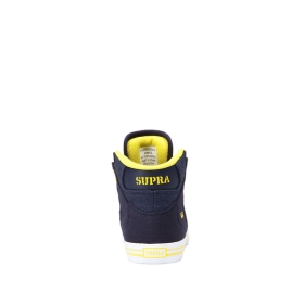 Supra Kids VAIDER Navy/Yellow/white High Top Shoes | CA-22462